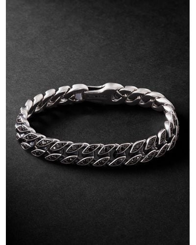 David Yurman Silver Diamond Chain Bracelet - Black