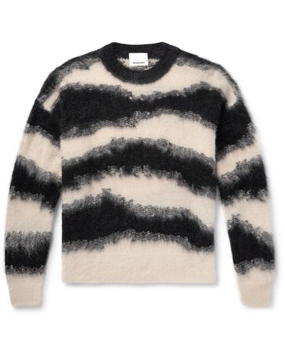 Isabel Marant Sawyers Striped Brushed-knit Sweater - Black