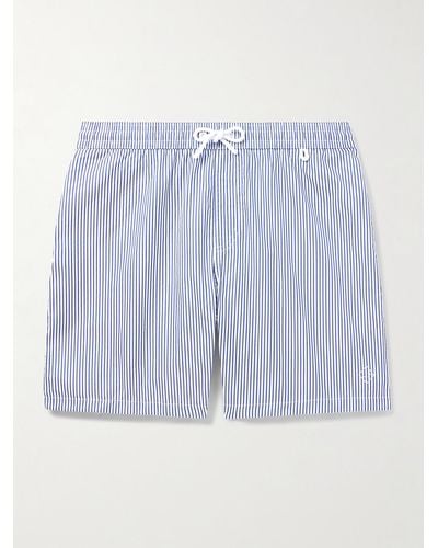 Loro Piana Bay gerade geschnittene mittellange Badeshorts mit Streifen und Logoapplikation - Blau