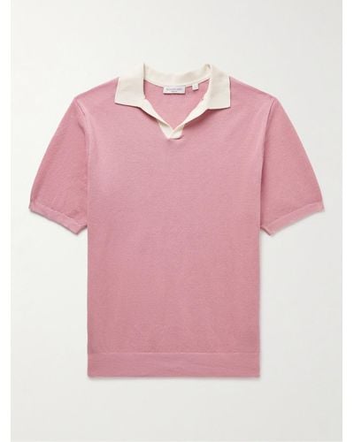 Richard James Honeycomb-knit Organic Cotton Polo Shirt - Pink