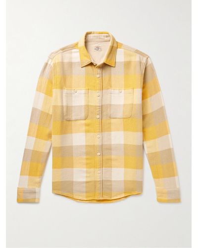 Faherty The Surf Checked Organic Cotton-flannel Shirt - Yellow