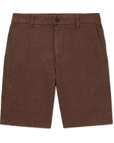 NN07 Crown 1196 Straight-leg Linen Shorts - Brown