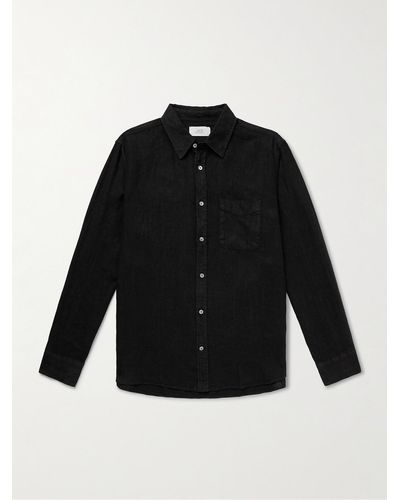 MR P. Garment-dyed Linen Shirt - Black