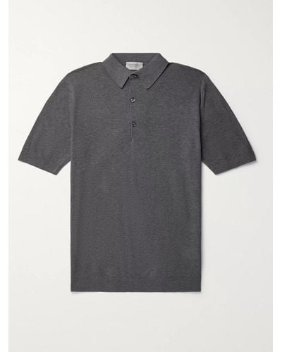 John Smedley Roth Sea Island Cotton Polo Shirt - Grey