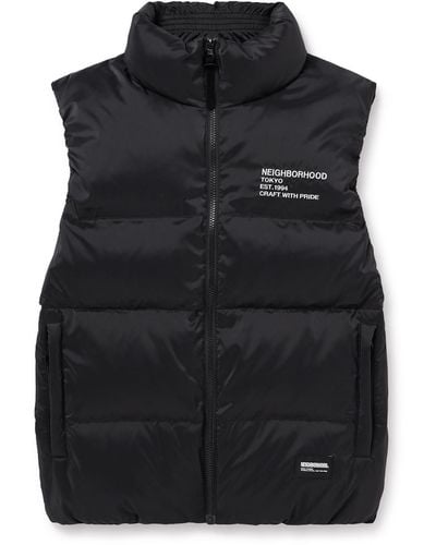 Neighborhood Logo-embroidered Quilted Shell Down Gilet - Black