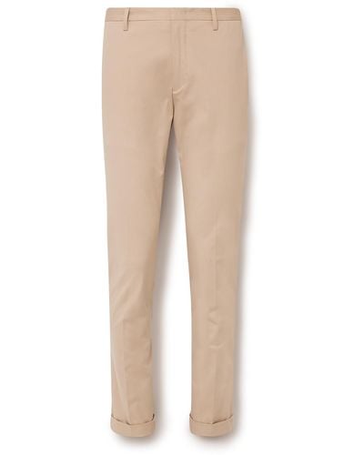 Paul Smith Slim-fit Cotton-blend Twill Pants - Natural