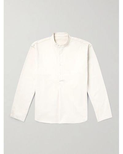 STÒFFA Grandad-collar Cotton-twill Half-placket Shirt - Natural