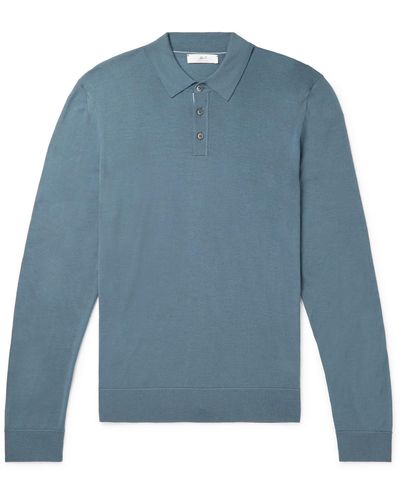 MR P. Merino Wool Polo Shirt - Blue