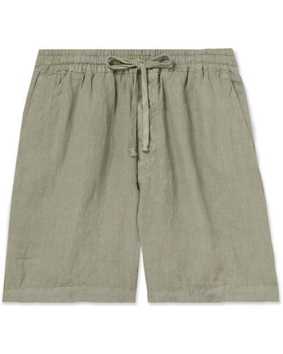 Altea Samuel Straight-leg Linen Drawstring Shorts - Green