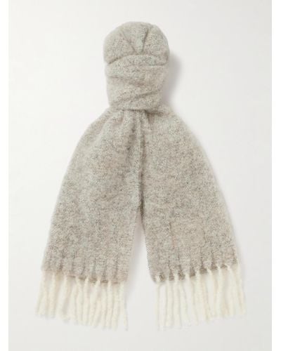 NN07 Sciarpa in misto lana con frange - Bianco