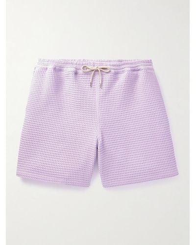A Kind Of Guise Volta Straight-leg Waffle-knit Cotton Drawstring Shorts - Purple