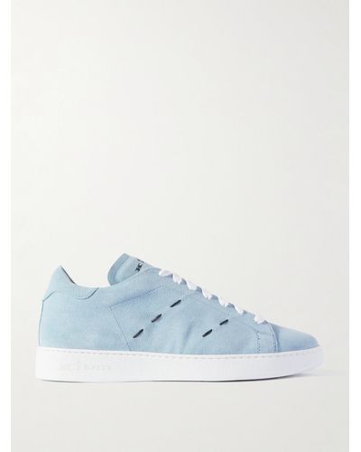 Kiton Embroidered Suede Trainers - Blue