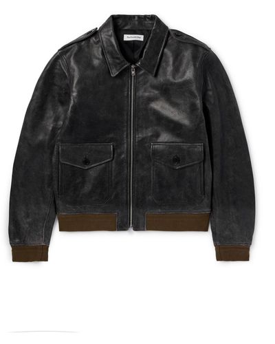 Frankie Shop Wyatt Leather Bomber Jacket - Black