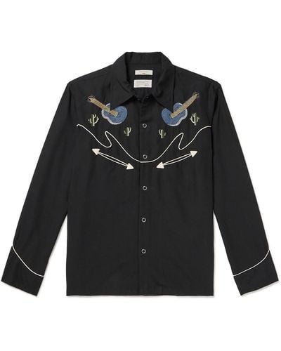 Nudie Jeans Gonzo Embroidered Lyocell Western Shirt - Black