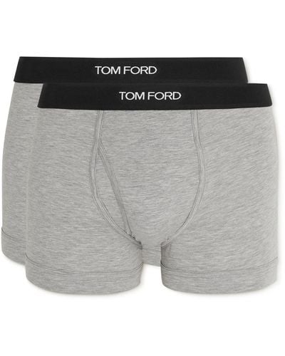 Tom Ford Two-pack Stretch Cotton And Modal-blend Boxer Briefs - Gray