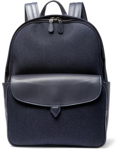 Loro Piana Journey Leather-trimmed Denim Backpack - Blue