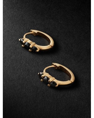 Ileana Makri Gold Diamond Hoop Earrings - Black
