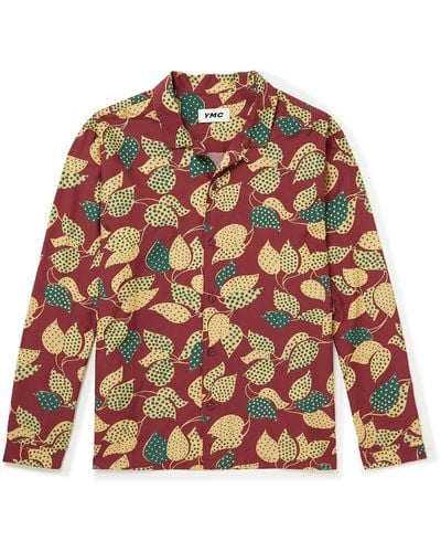 YMC Feathers Printed Cotton And Silk-blend Shirt - Multicolor