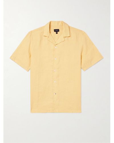 Club Monaco Camp-collar Linen Shirt - Yellow