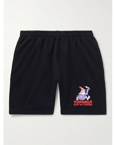 Local Authority Printed Cotton-jersey Shorts - Black