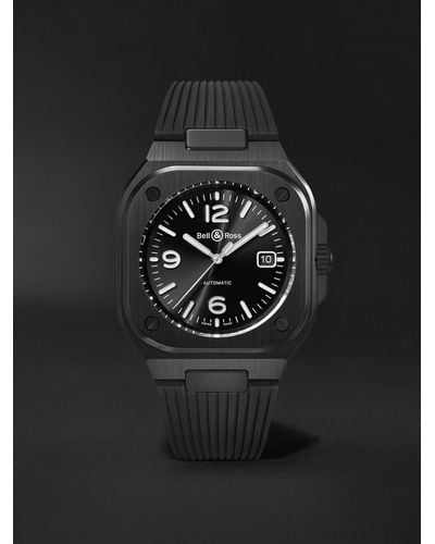 Bell & Ross Br 05 Automatic 40mm Stainless Steel And Rubber Watch - Black