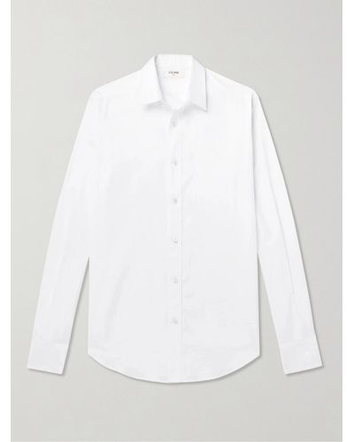 Celine C-embroidered Cotton-poplin Shirt - White
