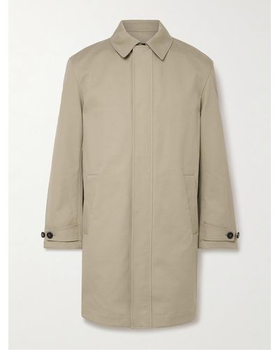Yves Salomon Leather-trimmed Double-faced Cotton-twill Coat - Natural