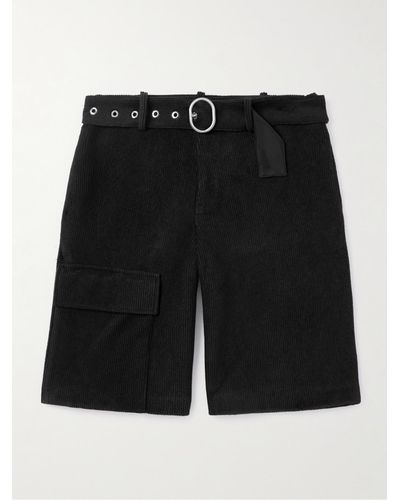 Jil Sander Straight-leg Belted Cotton-blend Corduroy Shorts - Black