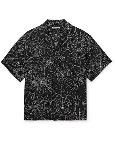 Neighborhood Camp-collar Printed Crepe Shirt - Black
