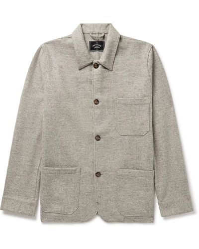 Portuguese Flannel Labura Herringbone Wool-tweed Overshirt - Gray