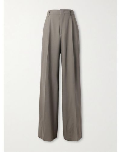 Etro Wide-leg Pleated Wool-blend Suit Pants - Grey