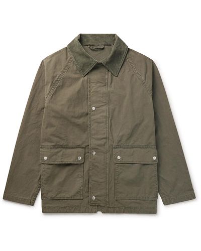 NN07 Glenn 8001 Corduroy-trimmed Garment-dyed Cotton-canvas Jacket - Green