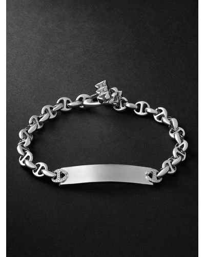 Hoorsenbuhs Open-link Monogram 5mm Silver Diamond Bracelet - Black