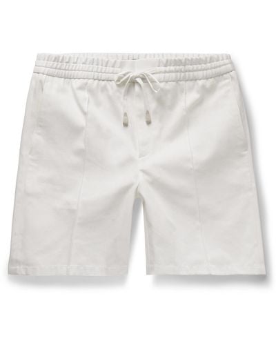 Brioni Slim-fit Straight-leg Cotton-twill Drawstring Shorts - Blue