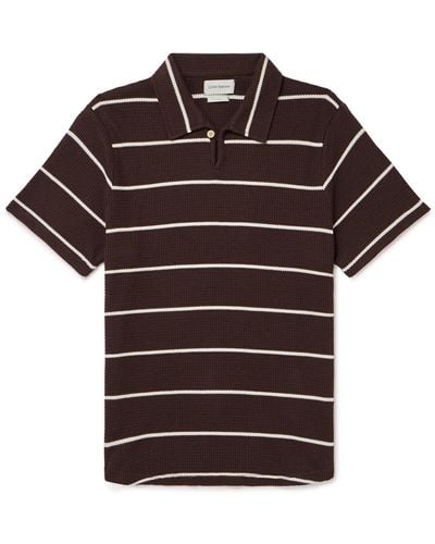 Oliver Spencer Hawthorn Striped Waffle-knit Stretch-cotton And Modal-blend Polo Shirt - Red