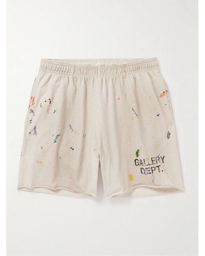 GALLERY DEPT. Insomnia Straight-leg Logo-print Paint-splattered Cotton-jersey Shorts - Natural