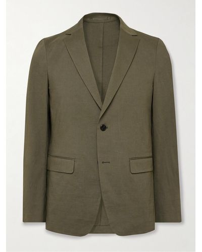 Theory Clinton Slim-fit Good Linen Suit Jacket - Green