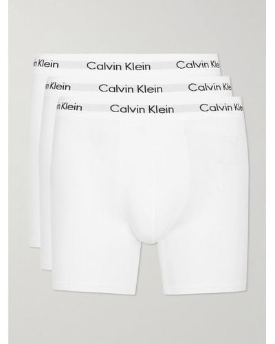 Calvin Klein Three-pack Stretch-cotton Boxer Briefs - White