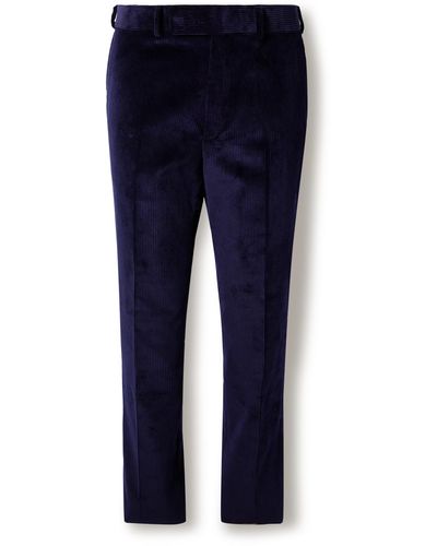 Kingsman Tapered Cotton-corduroy Pants - Blue