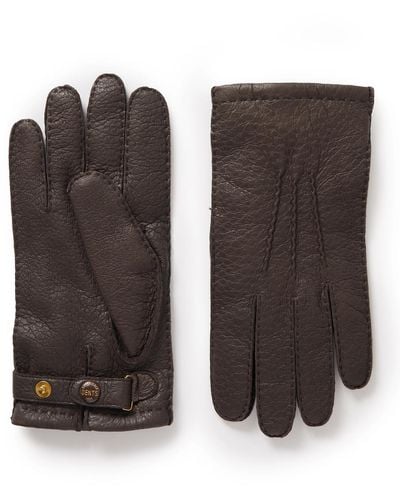 Dents Hampton Cashmere-lined Full-grain Leather Gloves - Brown