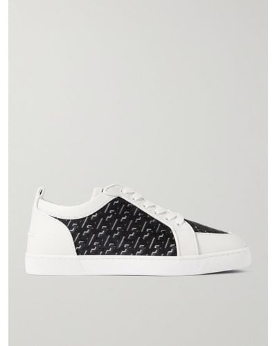Christian Louboutin Louis Junior Spikes Orlato Coated Canvas & Leather Trainer - White