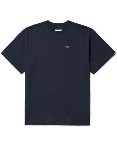 WTAPS Logo-embroidered Cotton-jersey T-shirt - Blue