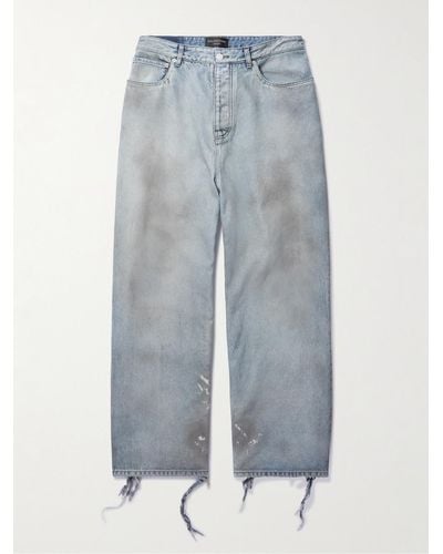 Balenciaga Jeans a gamba dritta effetto invecchiato - Blu