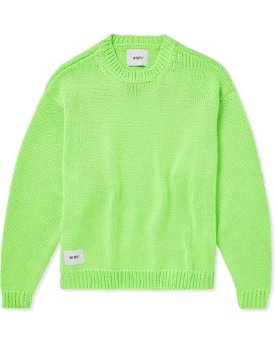 WTAPS Logo-appliquéd Jacquard-knit Sweater - Green