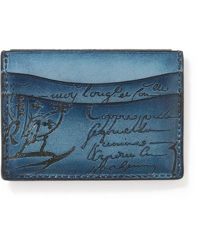 Berluti Bambou Neo Scritto Venezia Leather Cardholder - Blue