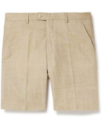 MR P. Straight-leg Wool And Silk-blend Bermuda Shorts - Natural