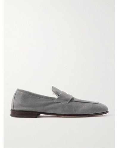 Brunello Cucinelli Suede Penny Loafers - Grey