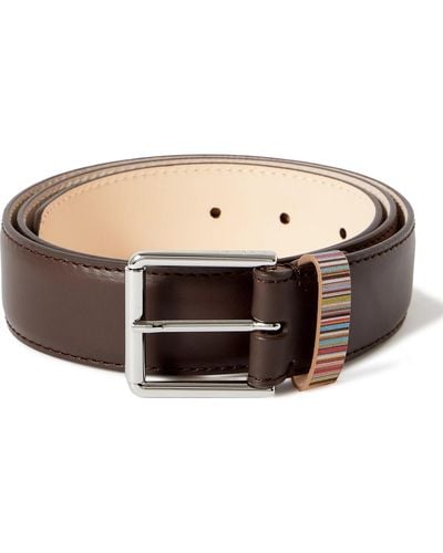 Paul Smith Stripe-trimmed Leather Belt - Natural