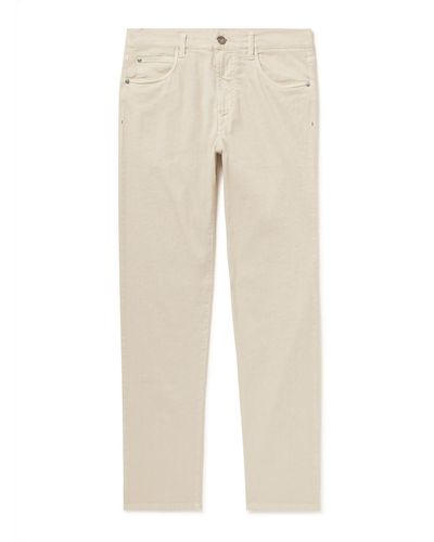 Loro Piana Slim-fit Straight-leg Cotton And Linen-blend Pants - Natural