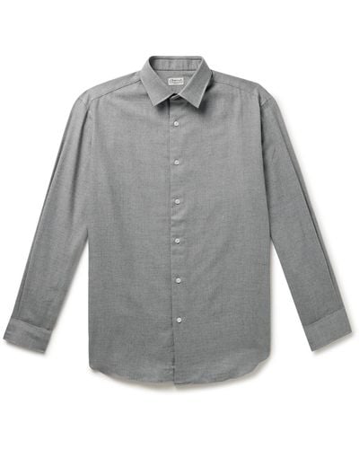 Charvet Brushed Cotton And Wool-blend Shirt - Gray